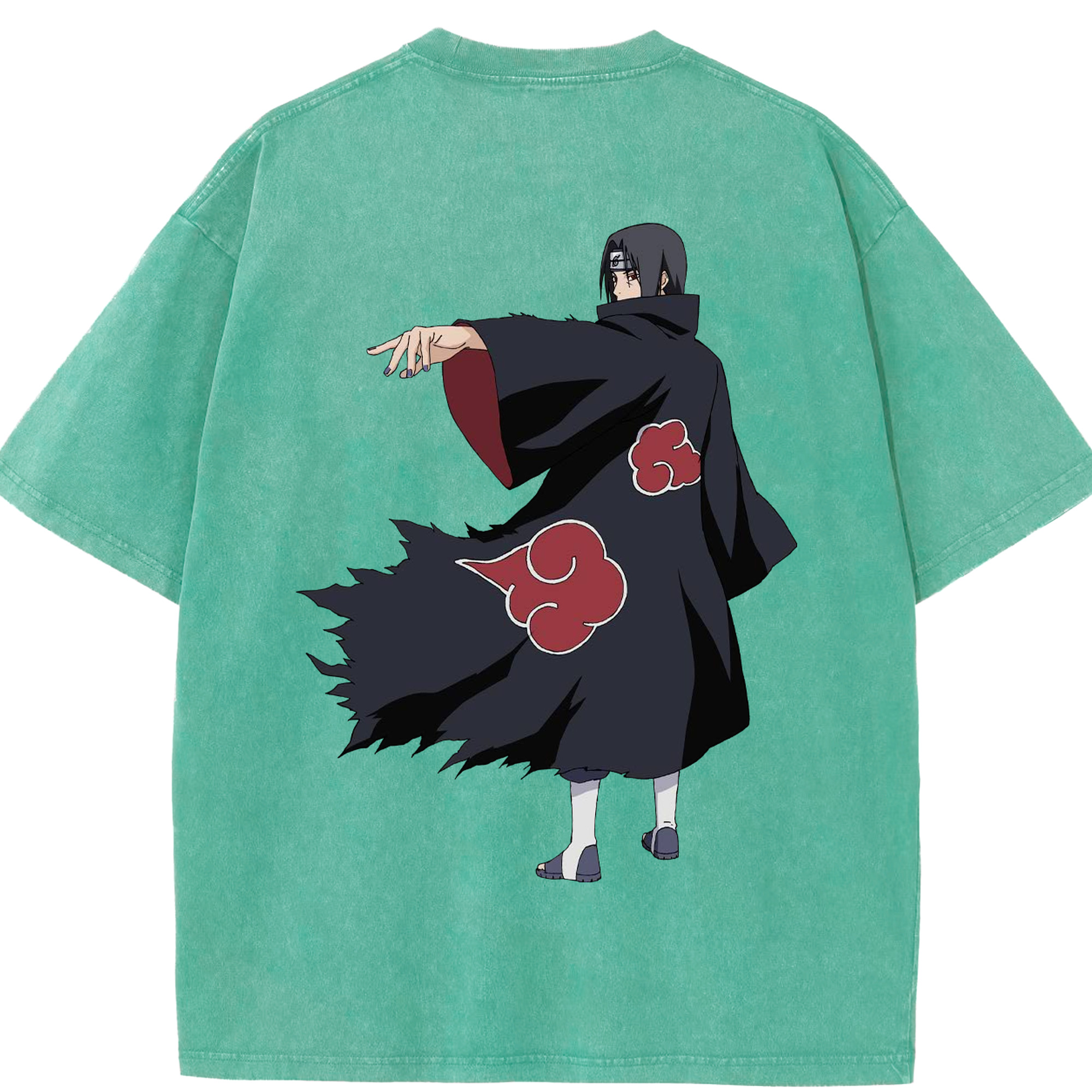（画像用） NARUTO -ナルト- うちは イタチ Uchiha Itachi 綿100% ヴィンテージ風 半袖Tシャツ（背面プリント）